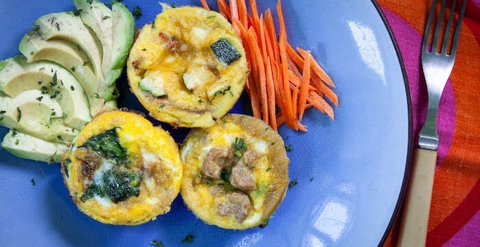 Egg muffins with avocado and carrots